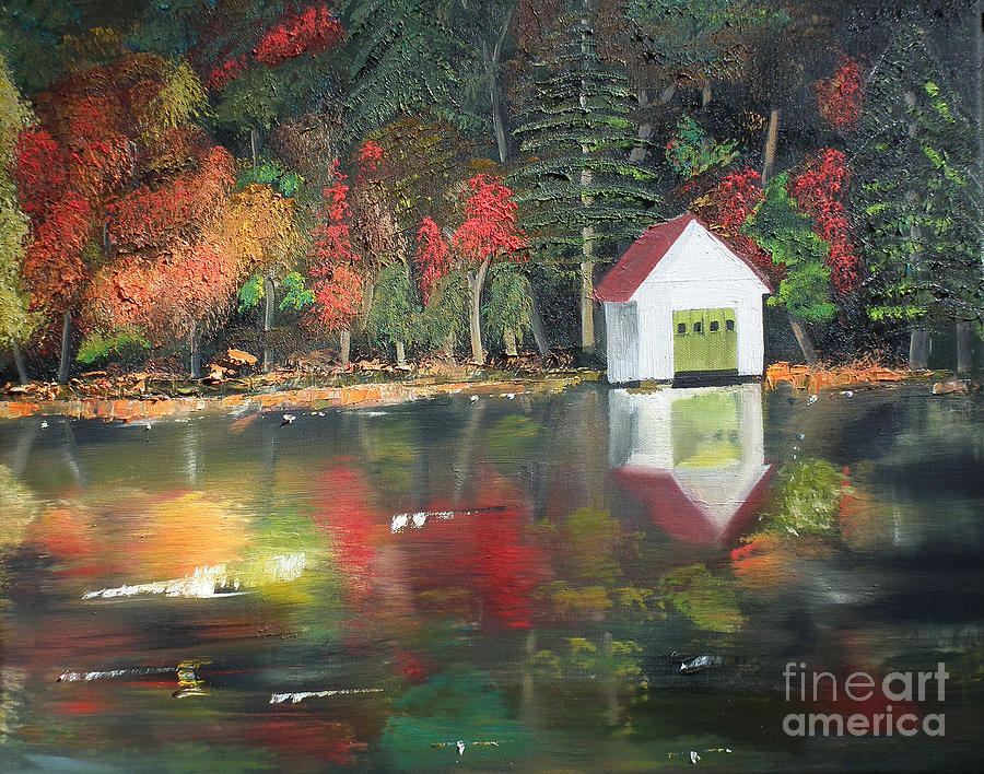 Mountain Painting - Autumn - Lake - Reflecton by Jan Dappen