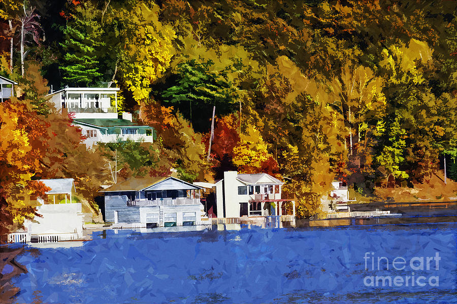 Autumn Lakefront Homes Photograph by Ules Barnwell