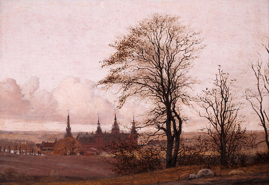 Autumn Landscape. Frederiksborg Castle in the Middle Distance Painting by Christen Kobke