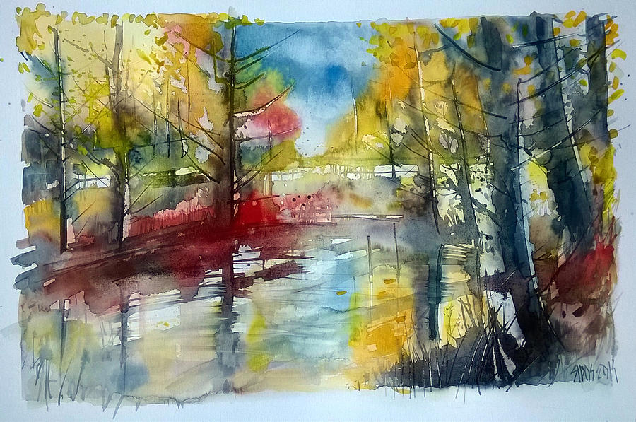 Autumn landscape Painting by Lorand Sipos