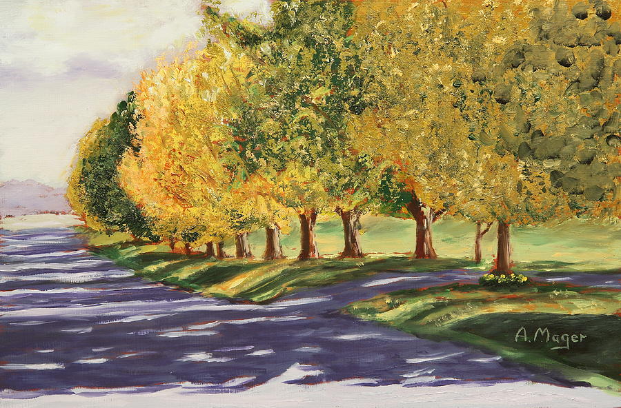 Autumn Lane Painting by Alan Mager