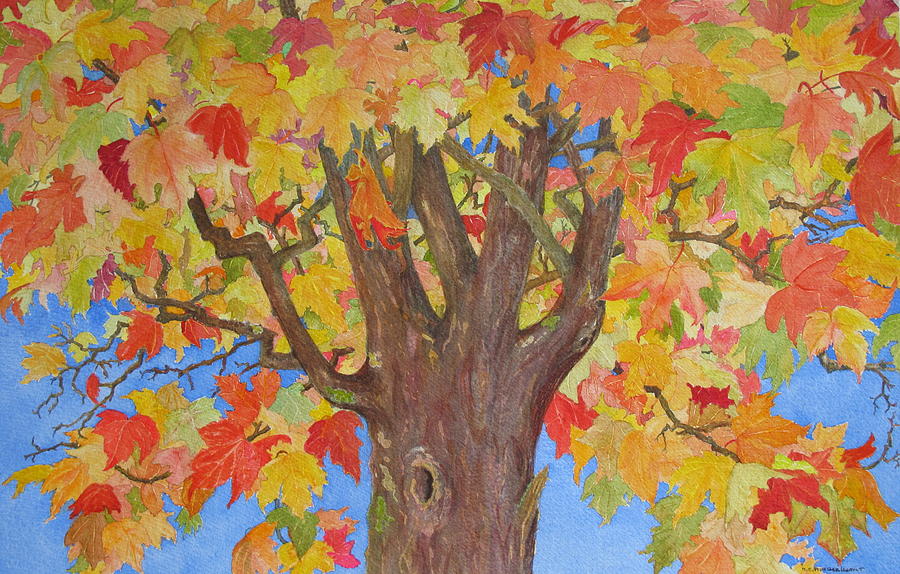 Autumn Leaves Painting by Mary Ellen Mueller Legault