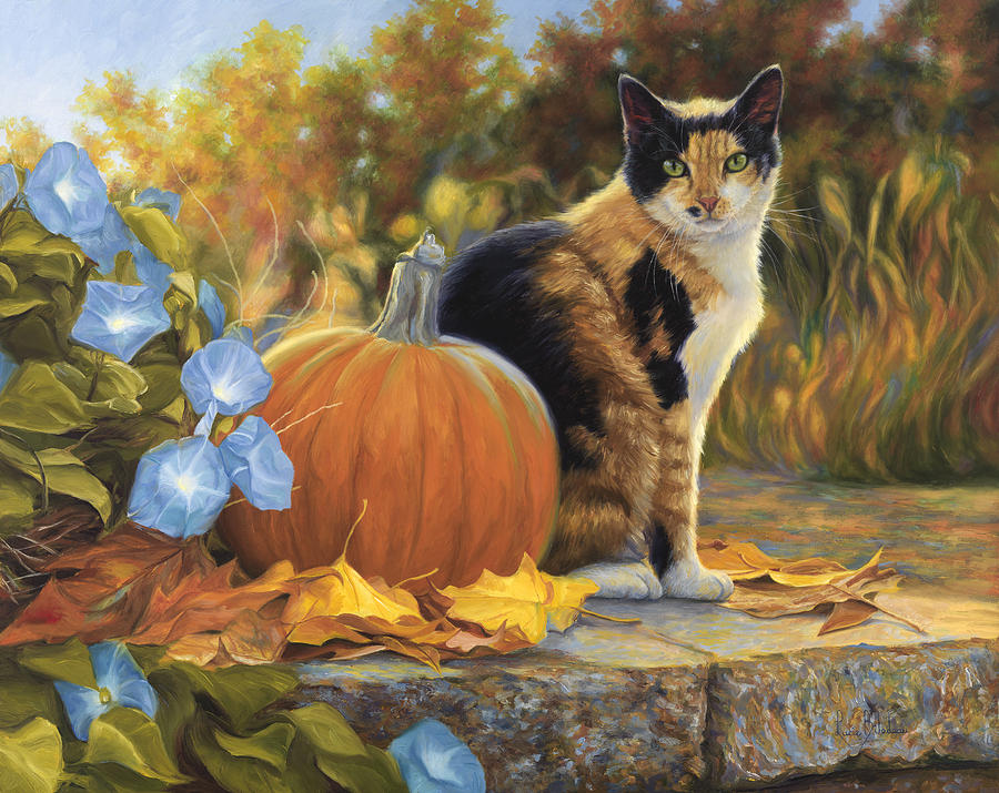 Cat Painting - Autumn by Lucie Bilodeau