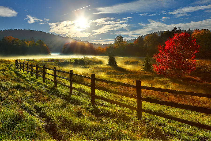 Autumn Meadow Sunrise I - West Virginia Photograph by Dan Carmichael