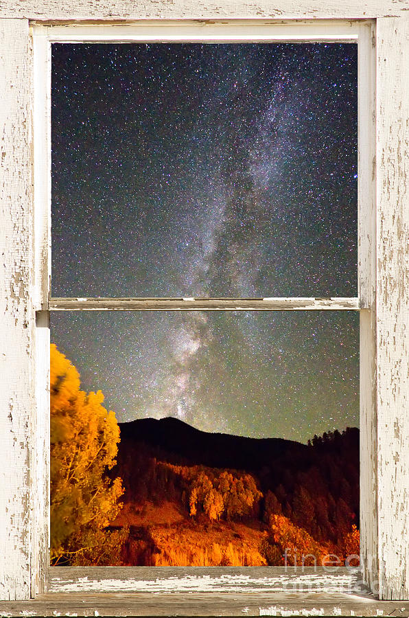 Autumn Milky Way Night Sky Rustic Window View Photograph by James BO Insogna