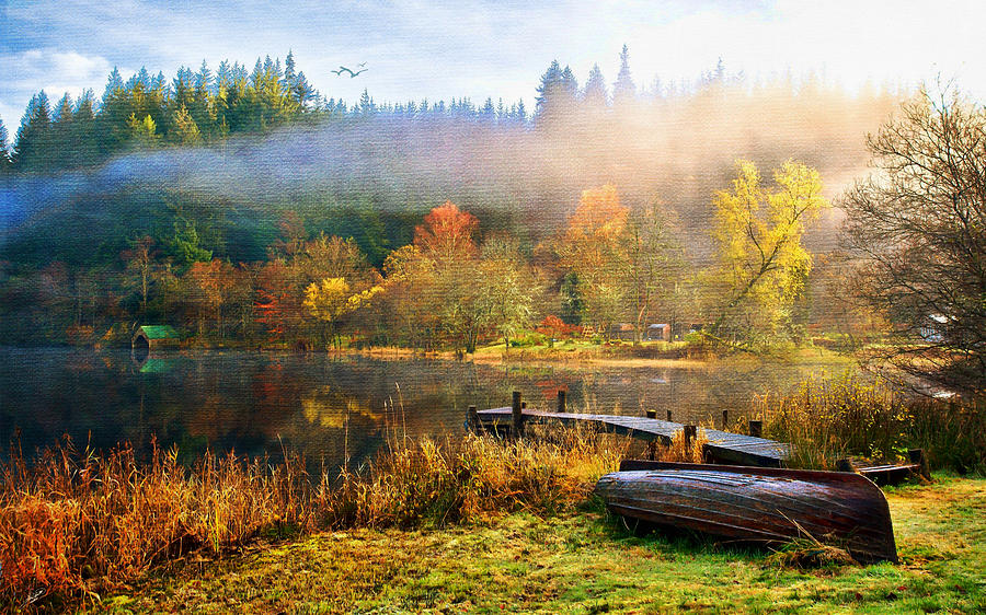 Autumn Mist Painting by Tom Schmidt