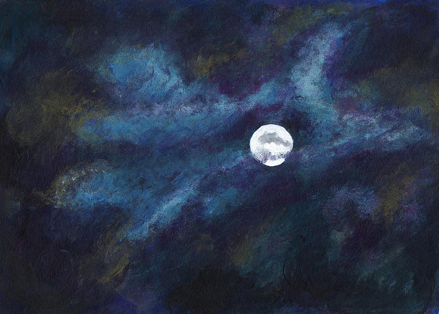 Autumn Moonscape Painting by Amanda Balough