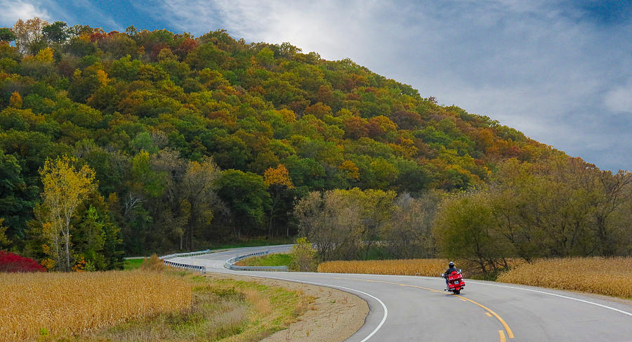 Autumn Motorcycle Rider / Orange Photograph