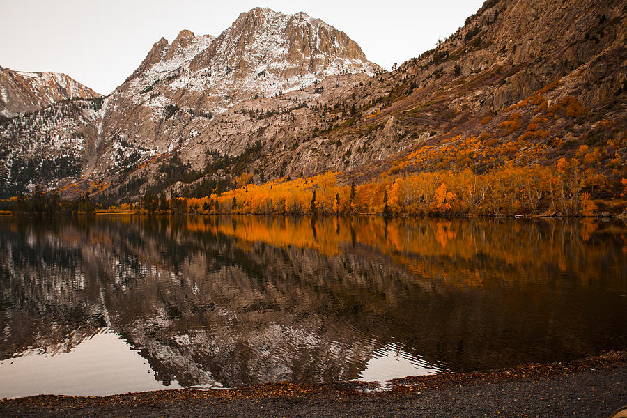 Autumn Mountain Lake Golden Trees Reflection Fine Art Photography Print Photograph by Jerry Cowart