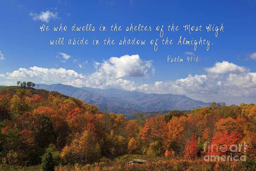 Autumn Mountains with Scripture Photograph by Jill Lang