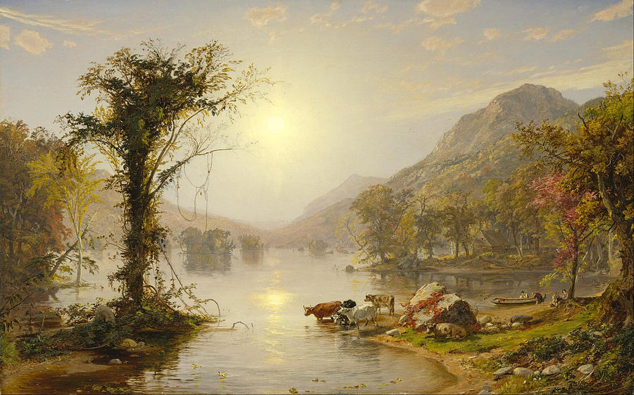 Autumn on Greenwood Lake Painting by Jasper Francis Cropsey