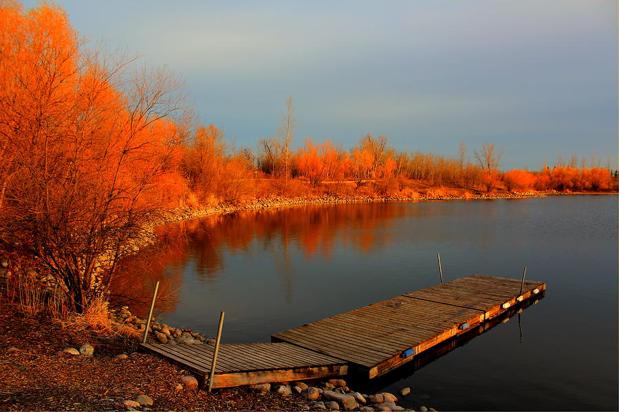 Autumn on Lake Devonian Photograph by Larry Trupp