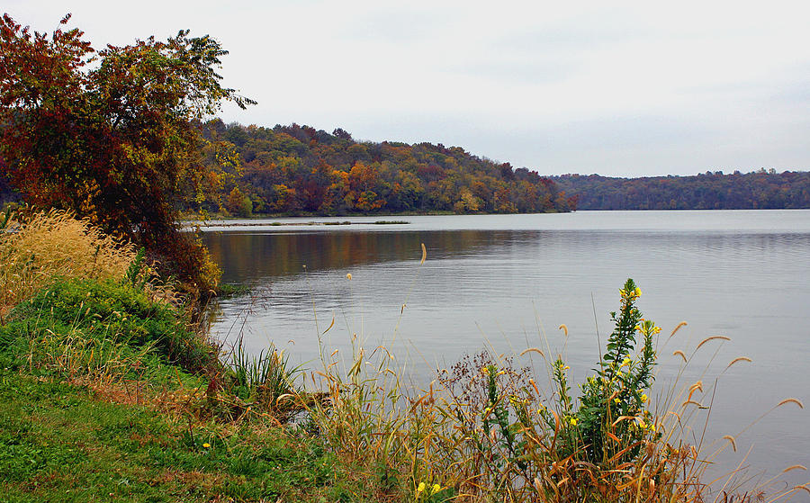 Autumn on Lake Jacomo Photograph by Ellen Tully