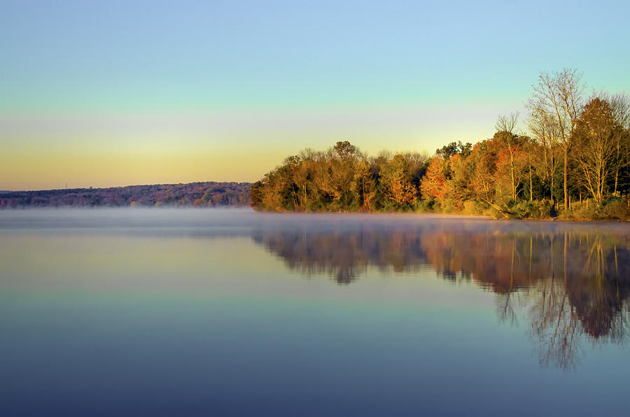 Fall Photograph - Autumn on Lake Nockamixon by Bill Cannon