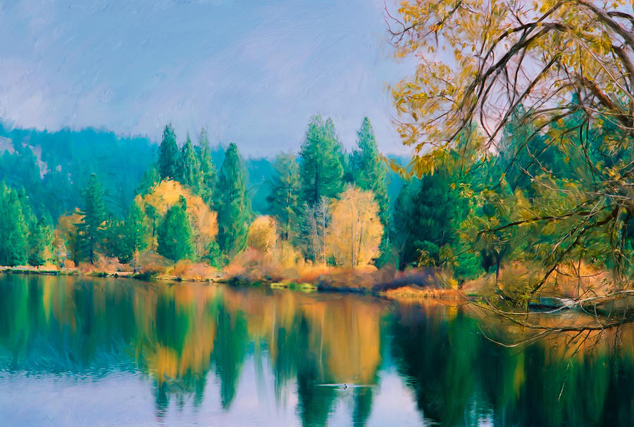 Autumn on Sandy Pond Digital Art by Mick Burkey