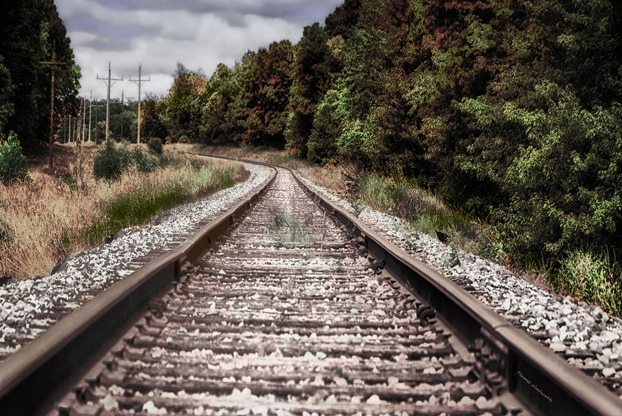 Fall Photograph - Autumn On The Railroad Tracks by Thomas Woolworth