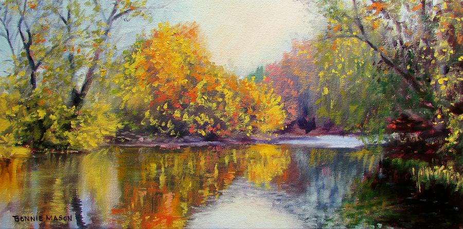River Painting - Autumn on the River by Bonnie Mason