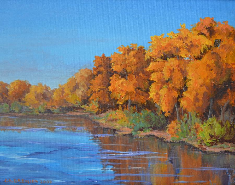 Autumn on the Rio Grande Painting by Celeste Drewien