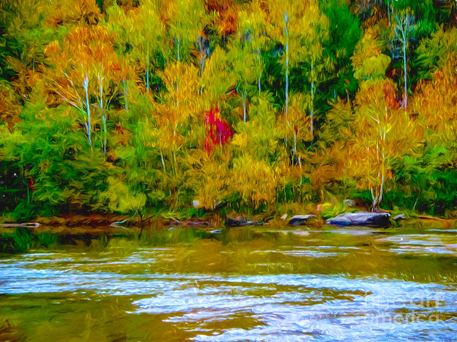 Autumn on the River Digital Art by Ken Frischkorn