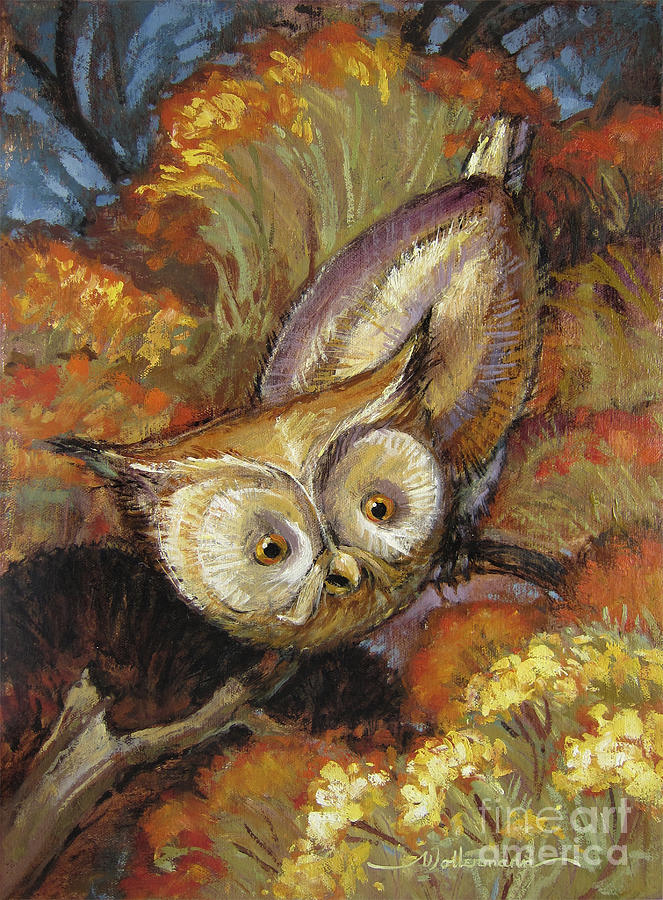 Autumn Owl Painting by Randy Wollenmann