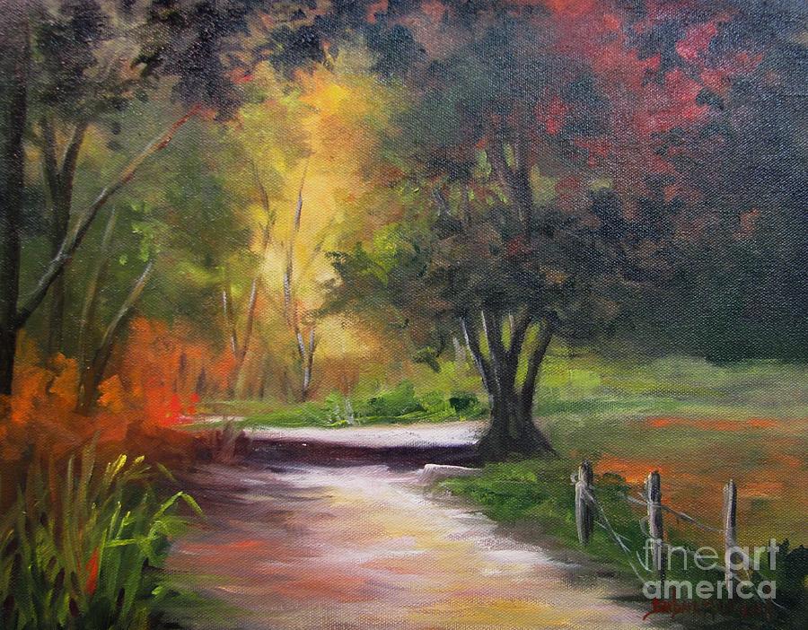 Autumn Path by Barbara Haviland Texas Artist Painting by Barbara Haviland