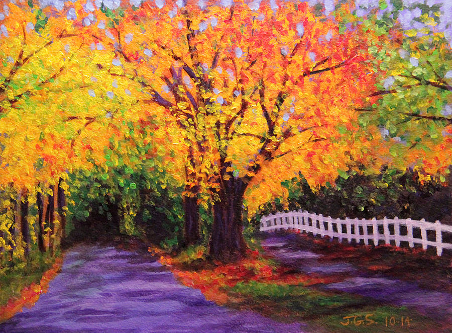Autumn Paths Painting by Janet Greer Sammons