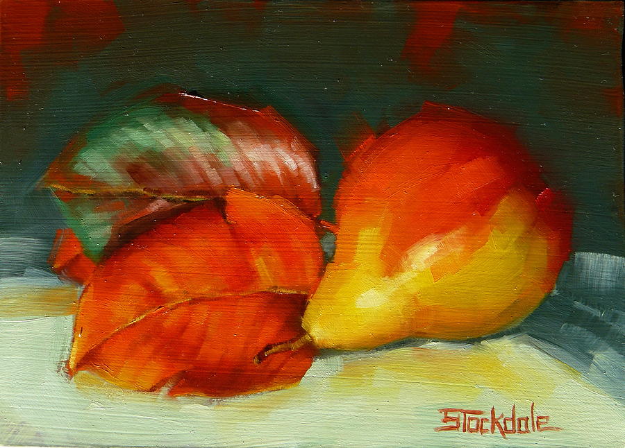 Autumn Pear Leaves And Fruit Painting by Margaret Stockdale