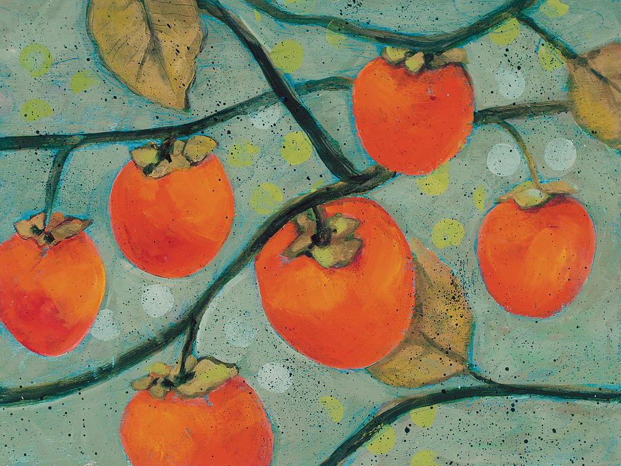 Persimmons Painting - Autumn Persimmons by Jen Norton