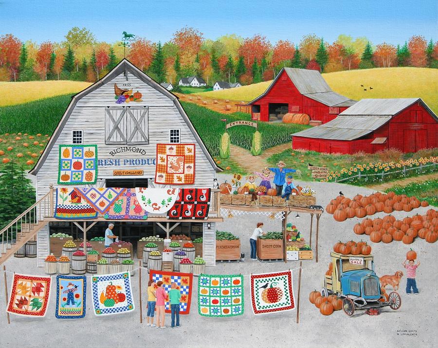 Autumn Quilts Painting by Wilfrido Limvalencia