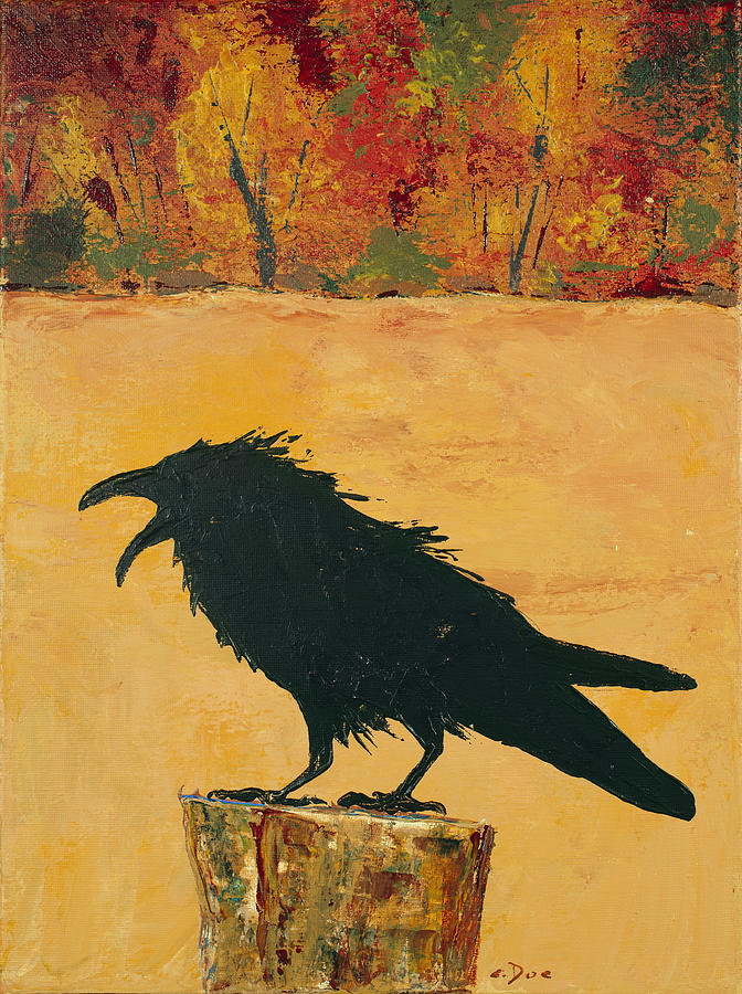 Autumn Raven Painting by Carolyn Doe