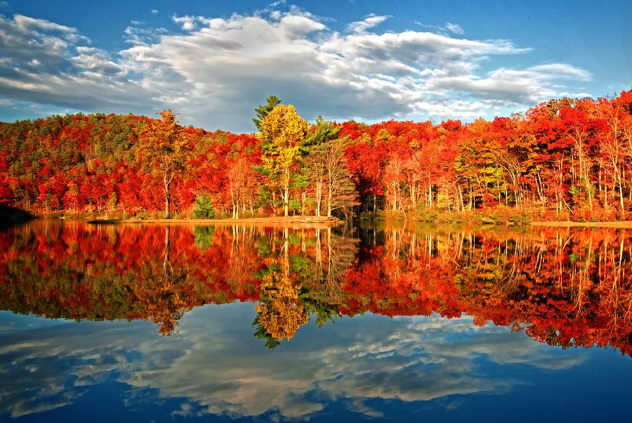 Autumn Reflections at Sherando Lake Photograph by Lynn Bauer