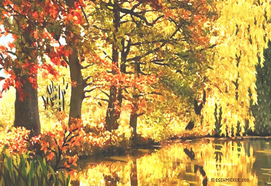 Autumn Reflections Painting by SophiaArt Gallery