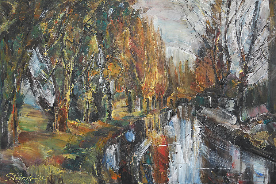 Traditional Painting - Autumn Reflections by Stefano Popovski Traditional Painting - Autumn Reflections by Stefano Popovski