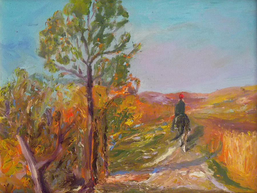 Autumn Rider Painting by Susan  Esbensen
