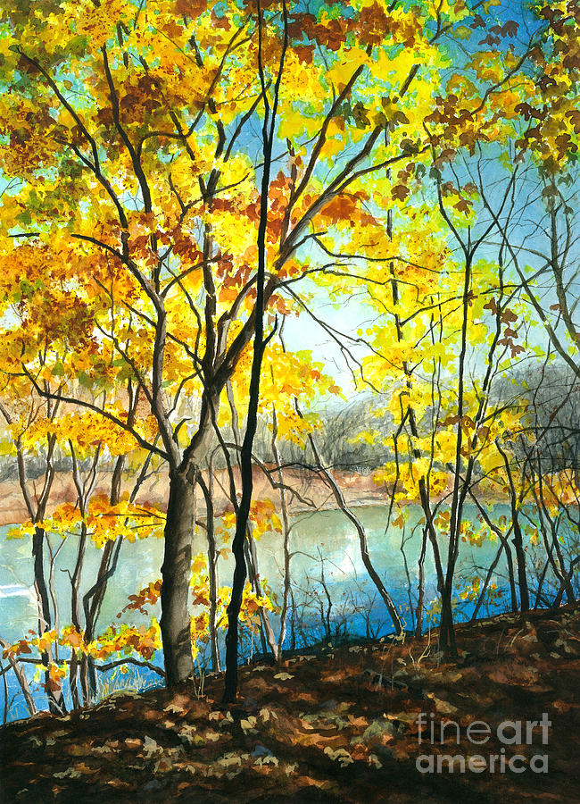 Autumn River Walk Painting by Barbara Jewell