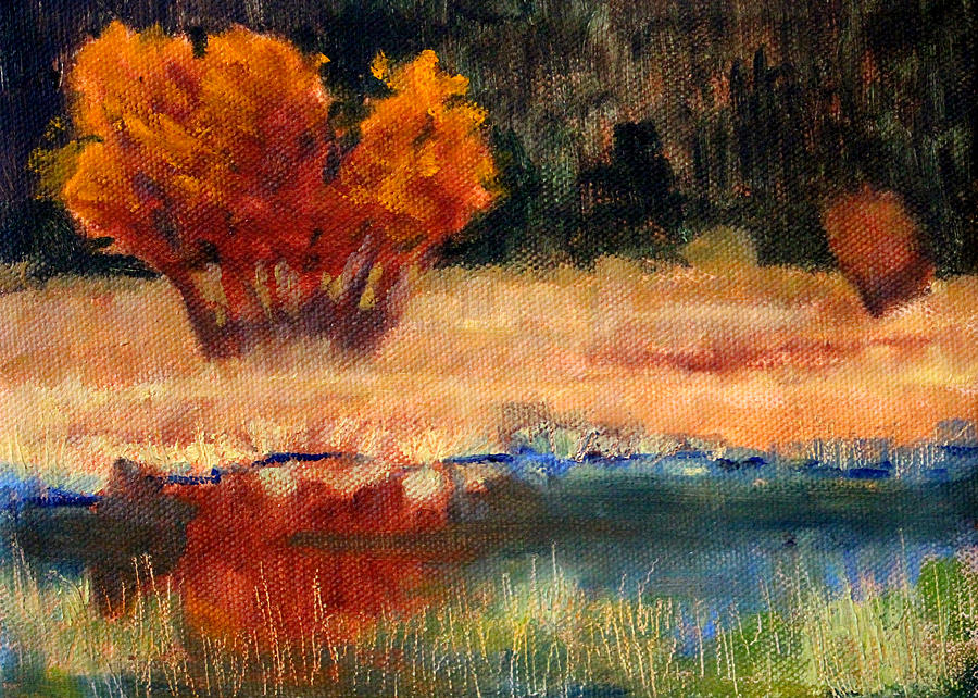 Fall Painting - Autumn Riverbank by Nancy Merkle