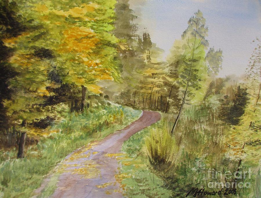 Autumn Riverside Walk version1 Painting by Martin Howard