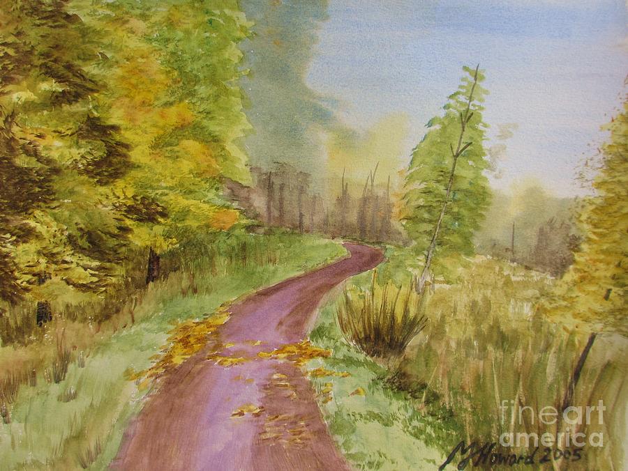 Autumn Riverside Walk version2 Painting by Martin Howard