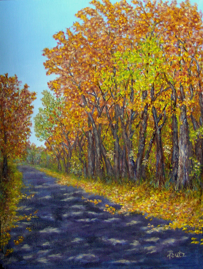 Autumn Road Painting by Gay Pautz