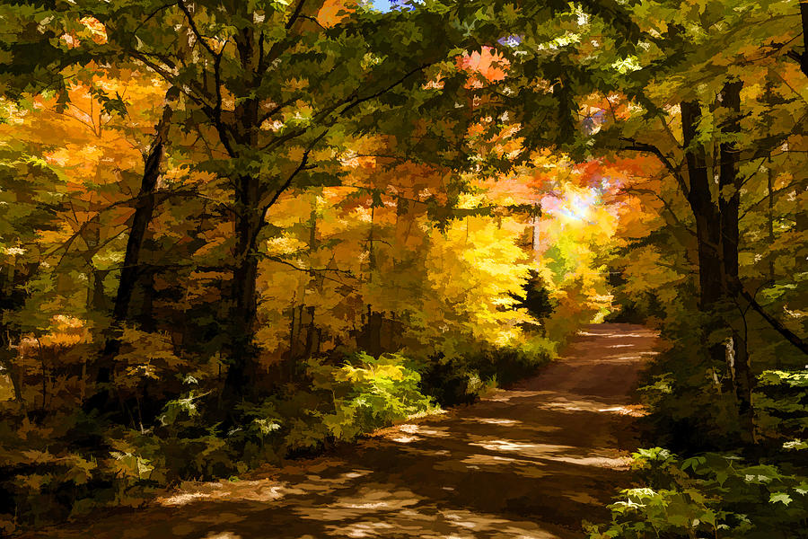 Fall Digital Art - Autumn Road Impressions by Georgia Mizuleva