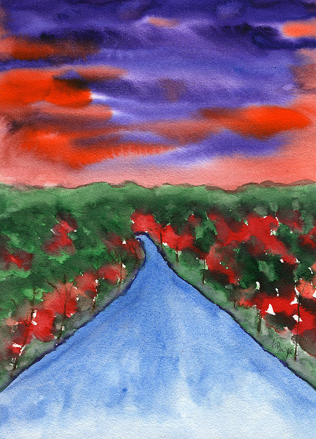 Autumn Road Watercolor By Frank Bright Painting by Frank Bright
