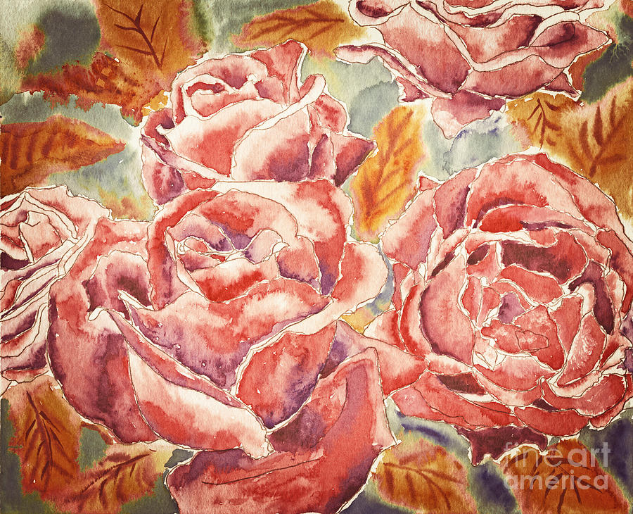 Autumn Roses Painting by Beverly Claire Kaiya