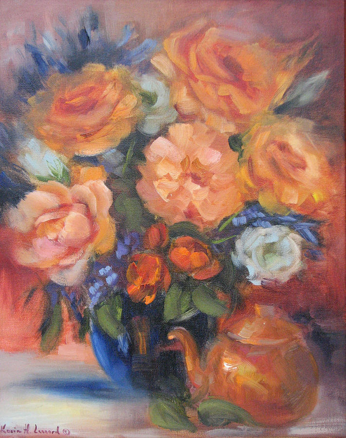 Rose Painting - Autumn Roses by Karin  Leonard