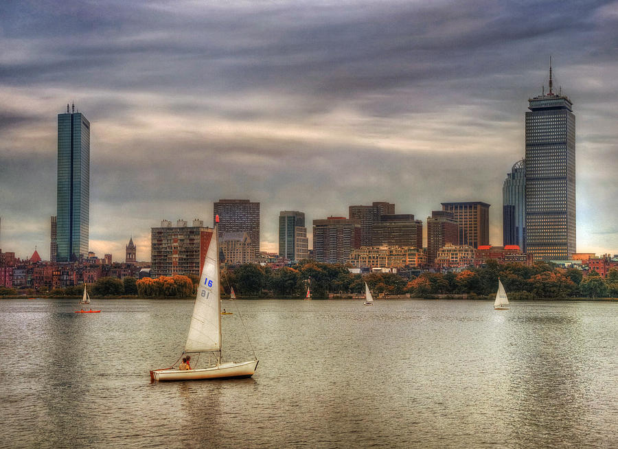 Autumn Sail on the Charles River - Boston Photograph by Joann Vitali