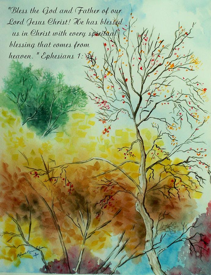 Autumn Scripture Print Painting By Melanie Palmer