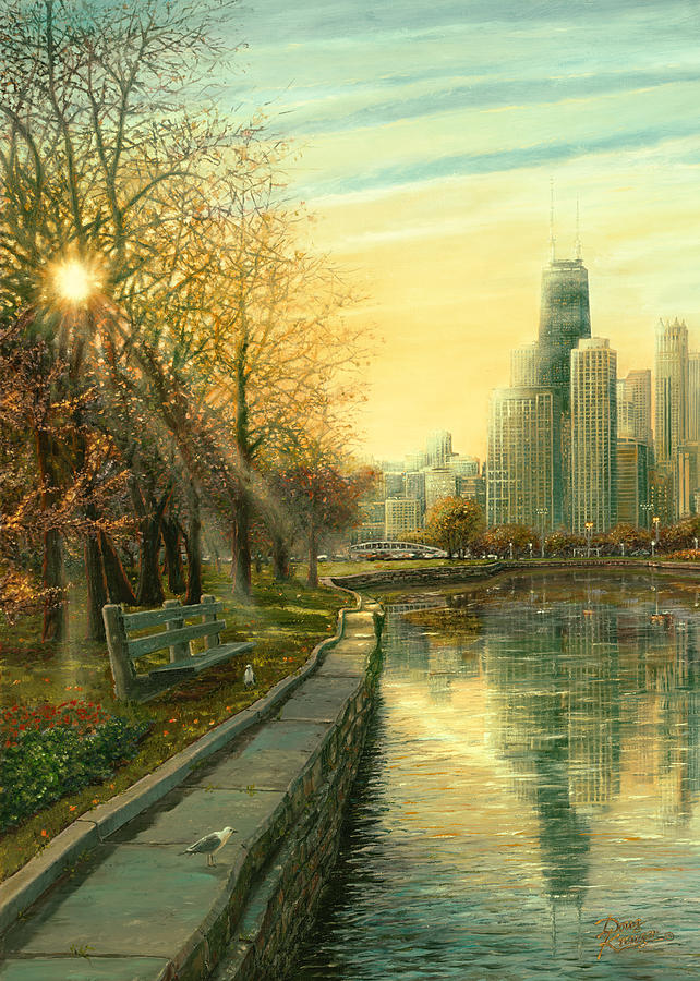 Chicago Skyline Painting - Autumn Serenity II by Doug Kreuger