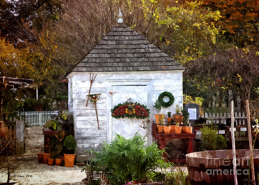 Autumn Shed Painting by Shari Nees