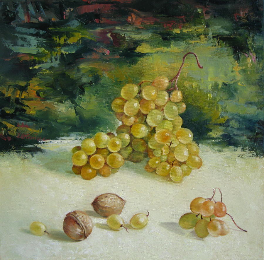Grape Painting - Autumn signs by Elena Oleniuc