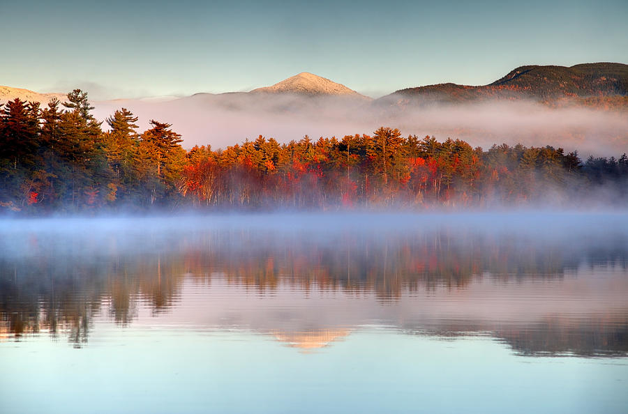 Autumn snowcapped White Mountains in New Hampshire Photograph by DenisTangneyJr