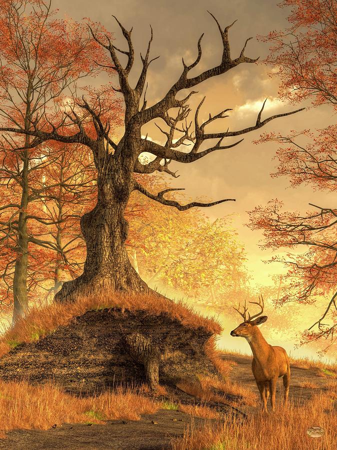 Deer Digital Art - Autumn Stag by Daniel Eskridge